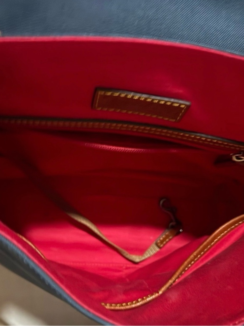 Dooney & Bourke Navy Canvas Shoulder Bag with Brown Leather Trim - Picture 5 of 5